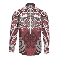 Personalised Maori Te Arawa Long Sleeve Button Shirt Silver Fern Kowhaiwhai Art