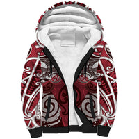 Personalised Maori Te Arawa Sherpa Hoodie Silver Fern Kowhaiwhai Art