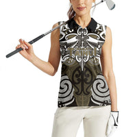 Personalised Maori Waikato Tainui Women Sleeveless Polo Shirt Silver Fern Kowhaiwhai Art
