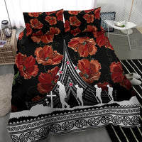 New Zealand ANZAC Day Bedding Set Poppy With Polynesian Pattern LT01 - Polynesian Pride