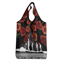 New Zealand ANZAC Day Grocery Bag Poppy With Polynesian Pattern