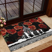 New Zealand ANZAC Day Rubber Doormat Poppy With Polynesian Pattern LT01 - Polynesian Pride