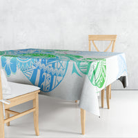 Kia Ora Maori New Zealand Pastel Tablecloth Sun Ta Moko Aqua Green Version LT01 - Polynesian Pride