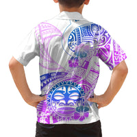 Kia Ora Maori New Zealand Pastel Family Matching Short Sleeve Bodycon Dress and Hawaiian Shirt Sun Ta Moko Lilac Version LT01 - Polynesian Pride