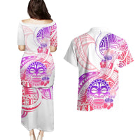 Kia Ora Maori New Zealand Pastel Couples Matching Puletasi Dress and Hawaiian Shirt Sun Ta Moko Sweet Version LT01 - Polynesian Pride