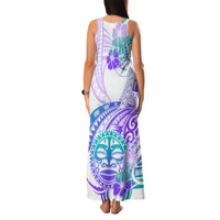 Kia Ora Maori New Zealand Pastel Family Matching Tank Maxi Dress and Hawaiian Shirt Sun Ta Moko Violet Version LT01 - Polynesian Pride
