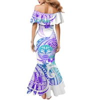 Kia Ora Maori New Zealand Pastel Mermaid Dress Sun Ta Moko Violet Version LT01 - Polynesian Pride
