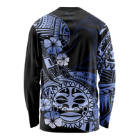 Aotearoa Kia Ora New Zealand Ta Moko Blue Version Long Sleeve Shirt LT01 - Polynesian Pride