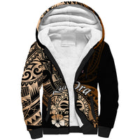 Aotearoa Kia Ora New Zealand Ta Moko Gold Version Sherpa Hoodie LT01 Unisex Gold - Polynesian Pride