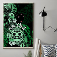 Aotearoa Kia Ora New Zealand Ta Moko Green Version Canvas Wall Art LT01 - Polynesian Pride