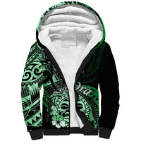 Aotearoa Kia Ora New Zealand Ta Moko Green Version Sherpa Hoodie LT01 Unisex Green - Polynesian Pride