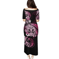 Aotearoa Kia Ora New Zealand Ta Moko Pink Version Family Matching Puletasi Dress and Hawaiian Shirt LT01 - Polynesian Pride
