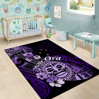 Aotearoa Kia Ora New Zealand Ta Moko Purple Version Area Rug LT01 - Polynesian Pride