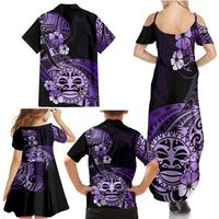 Aotearoa Kia Ora New Zealand Ta Moko Purple Version Family Matching Summer Maxi Dress and Hawaiian Shirt LT01 - Polynesian Pride