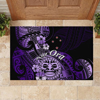 Aotearoa Kia Ora New Zealand Ta Moko Purple Version Rubber Doormat LT01 - Polynesian Pride