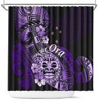 Aotearoa Kia Ora New Zealand Ta Moko Purple Version Shower Curtain LT01 Purple - Polynesian Pride