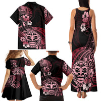 Aotearoa Kia Ora New Zealand Ta Moko Red Version Family Matching Tank Maxi Dress and Hawaiian Shirt LT01 - Polynesian Pride