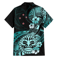 Aotearoa Kia Ora New Zealand Ta Moko Turquoise Version Family Matching Puletasi Dress and Hawaiian Shirt LT01 - Polynesian Pride