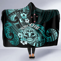 Aotearoa Kia Ora New Zealand Ta Moko Turquoise Version Hooded Blanket LT01 - Polynesian Pride
