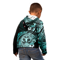 Aotearoa Kia Ora New Zealand Ta Moko Turquoise Version Kid Hoodie LT01 - Polynesian Pride