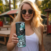 Aotearoa Kia Ora New Zealand Ta Moko Turquoise Version Skinny Tumbler