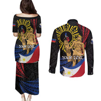 Personalized Lapulapu The First Filipino Hero Couples Matching Puletasi and Long Sleeve Button Shirt Polynesian Pattern