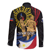 Personalized Lapulapu The First Filipino Hero Long Sleeve Button Shirt Polynesian Pattern