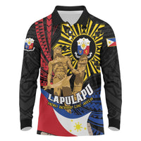 Personalized Lapulapu The First Filipino Hero Long Sleeve Polo Shirt Polynesian Pattern