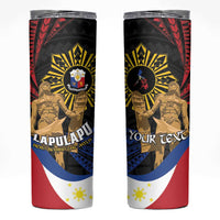 Personalized Lapulapu The First Filipino Hero Skinny Tumbler Polynesian Pattern