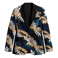 Puakenikeni Maile Lei Blazer Frangipani Blue Tropical Leaves