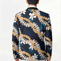 Puakenikeni Maile Lei Blazer Frangipani Blue Tropical Leaves