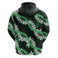 Puakenikeni Maile Lei Hoodie Frangipani Green Tropical Leaves