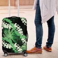 Puakenikeni Maile Lei Luggage Cover Frangipani Green Tropical Leaves