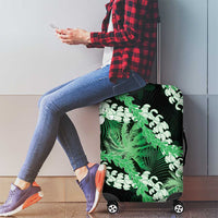 Puakenikeni Maile Lei Luggage Cover Frangipani Green Tropical Leaves