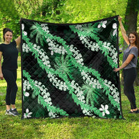 Puakenikeni Maile Lei Quilt Frangipani Green Tropical Leaves