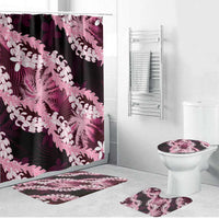 Puakenikeni Maile Lei Bathroom Set Frangipani Pink Tropical Leaves