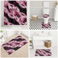 Puakenikeni Maile Lei Bathroom Set Frangipani Pink Tropical Leaves