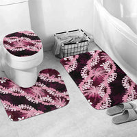Puakenikeni Maile Lei Bathroom Set Frangipani Pink Tropical Leaves