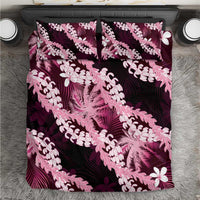 Puakenikeni Maile Lei Bedding Set Frangipani Pink Tropical Leaves LT01 Pink - Polynesian Pride