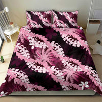 Puakenikeni Maile Lei Bedding Set Frangipani Pink Tropical Leaves LT01 - Polynesian Pride