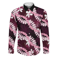 Puakenikeni Maile Lei Family Matching Tank Maxi Dress and Hawaiian Shirt Frangipani Pink Tropical Leaves