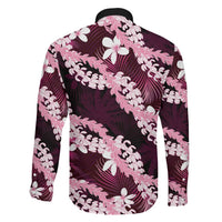 Puakenikeni Maile Lei Family Matching Tank Maxi Dress and Hawaiian Shirt Frangipani Pink Tropical Leaves