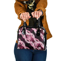 Puakenikeni Maile Lei Shoulder Handbag Frangipani Pink Tropical Leaves LT01 One Size Pink - Polynesian Pride