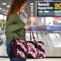 Puakenikeni Maile Lei Travel Bag Frangipani Pink Tropical Leaves LT01 - Polynesian Pride