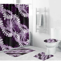 Puakenikeni Maile Lei Bathroom Set Frangipani Purple Tropical Leaves