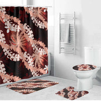 Puakenikeni Maile Lei Bathroom Set Frangipani Red Tropical Leaves