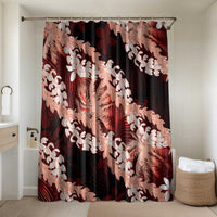 Puakenikeni Maile Lei Bathroom Set Frangipani Red Tropical Leaves