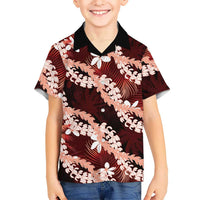 Puakenikeni Maile Lei Hawaiian Shirt Frangipani Red Tropical Leaves LT01 - Polynesian Pride