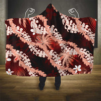 Puakenikeni Maile Lei Hooded Blanket Frangipani Red Tropical Leaves