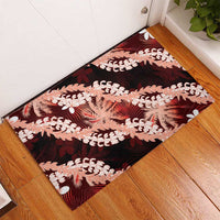 Puakenikeni Maile Lei Rubber Doormat Frangipani Red Tropical Leaves